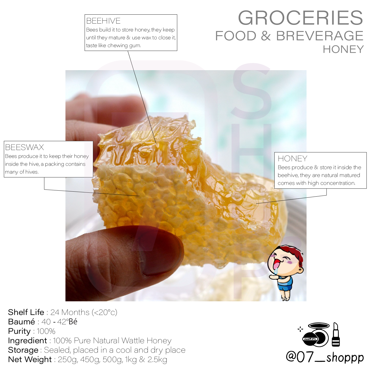 【READY STOCK🐝🍯】100% Pure Natural Honey Comb Honeycomb | 100% Asli Madu Sarang Lebah | 100% 纯天然蜂蜜蜂巢蜜