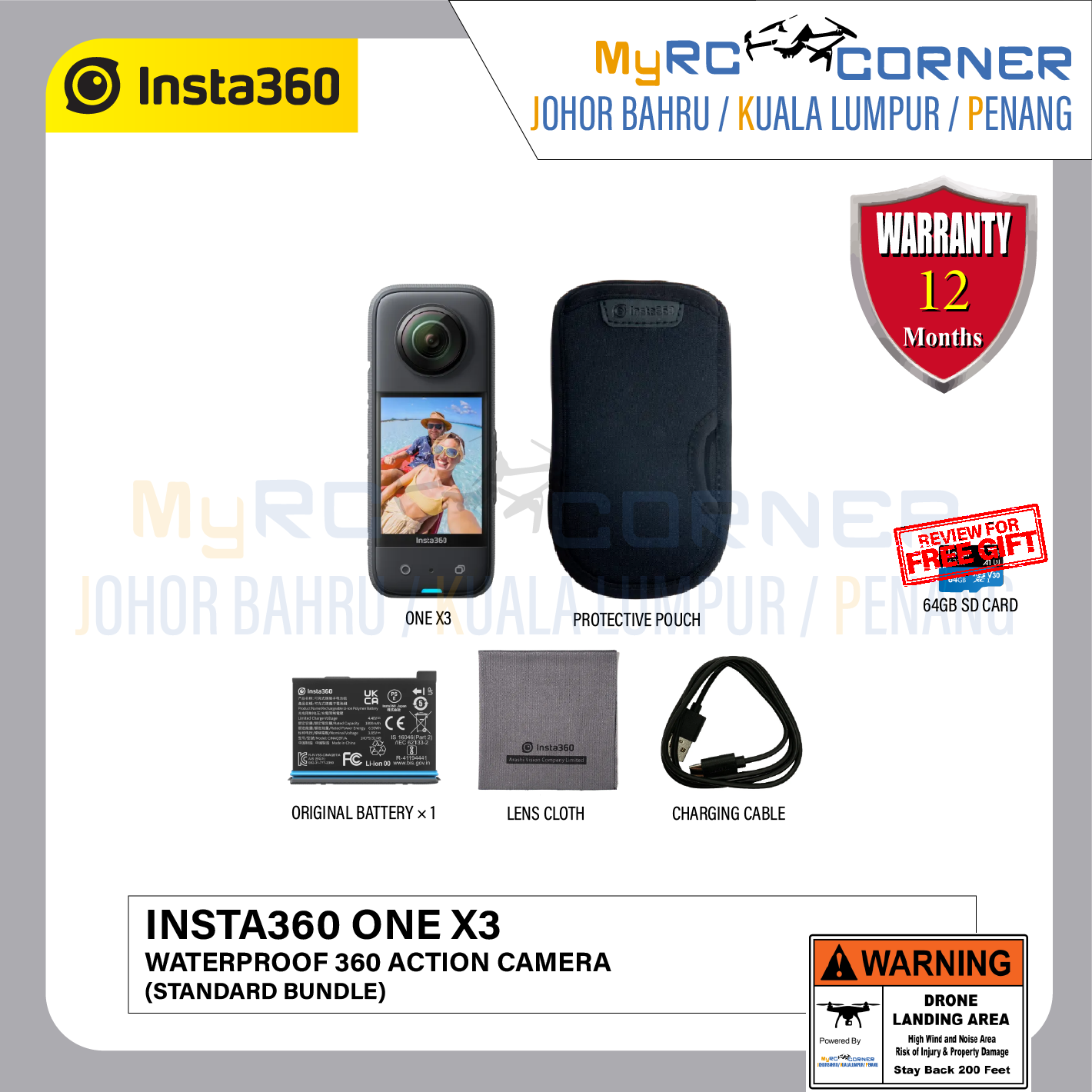 Insta360 X5 / X4 / X3 / One X2 - Waterproof Flagship 8K 360º Action Camera(Official Product & Warranty)