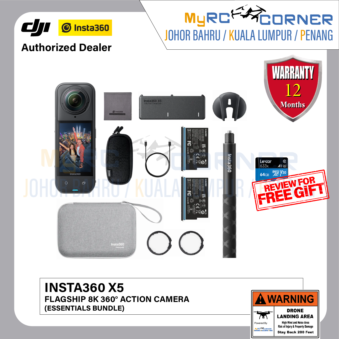 Insta360 X5 / X4 / X3 / One X2 - Waterproof Flagship 8K 360º Action Camera(Official Product & Warranty)