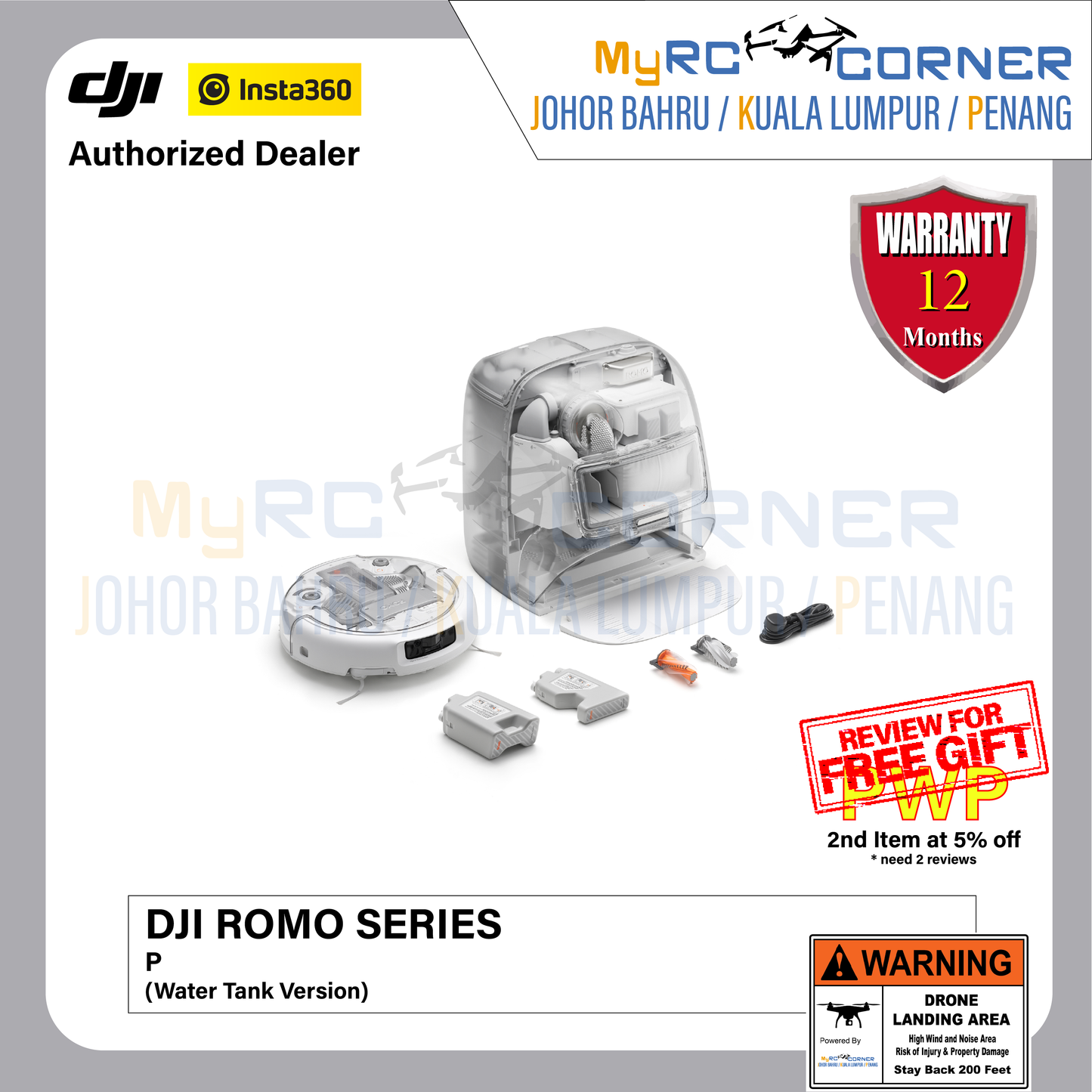 DJI ROMO P/A/S (Water Tank Version) - Flagship Robot Vacuum With Advanced Sensing