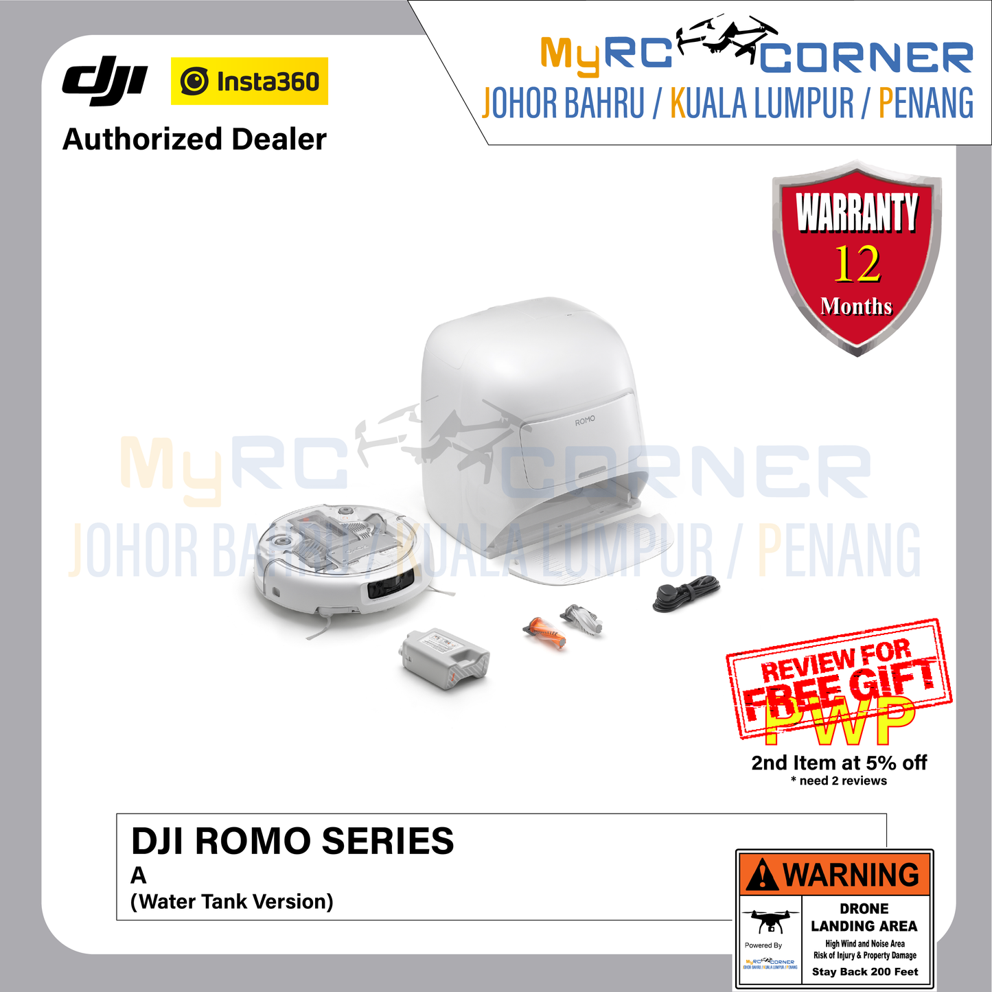 DJI ROMO P/A/S (Water Tank Version) - Flagship Robot Vacuum With Advanced Sensing
