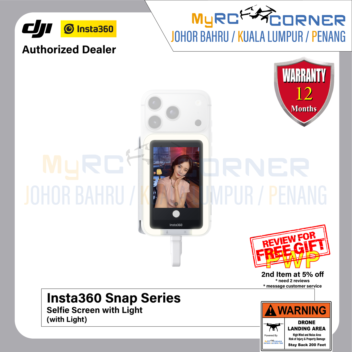 Insta360 Snap - Selfie Screen with Light | Co-developed with AMIRO