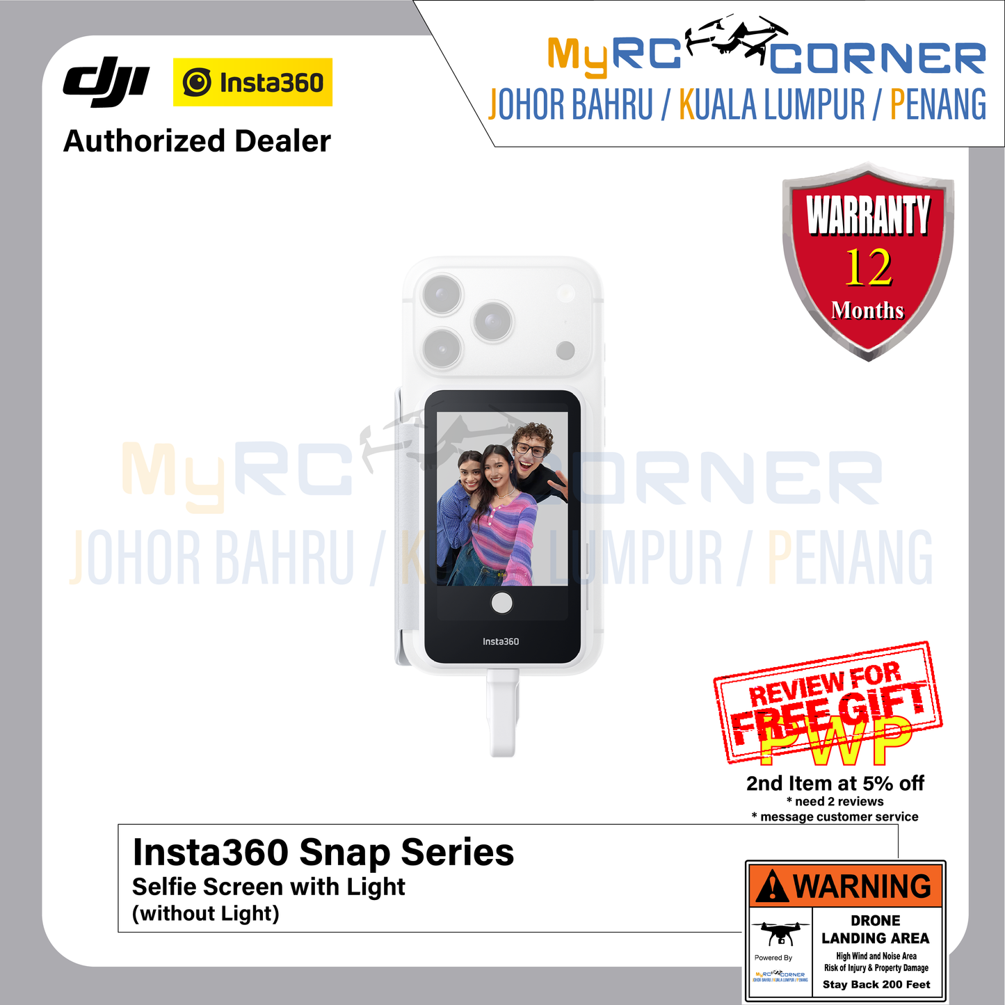 Insta360 Snap - Selfie Screen with Light | Co-developed with AMIRO
